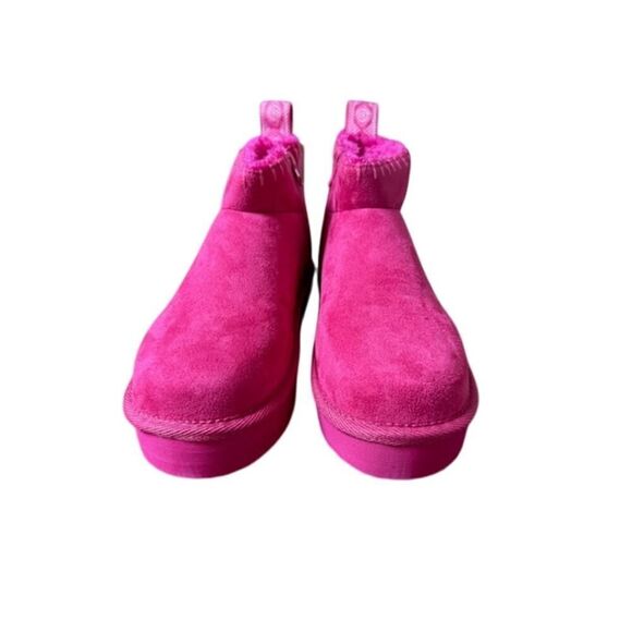 Muk Luks Augie Mini Cozy Booties Women's Pink Fuchsia Sz 7 Faux Suede Side Zip - Picture 4 of 7